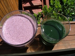 Blushing Smoothie with Tame Smoothie on the side