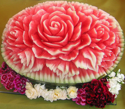 Carved Watermelon by VictoriaPeckham: http://www.flickr.com/photos/victoriapeckham/170389703/sizes/m/in/photostream/