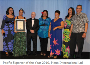 Pacific Exporter of the Year 2010, Mena International Ltd