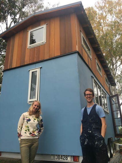 Tiny house - Riwaka based Ellie White and Paul McGregor are midway through building their very own little house on wheels.  They say its an affordable, eco friendly home option.  Photo credit: Charlotte Squire